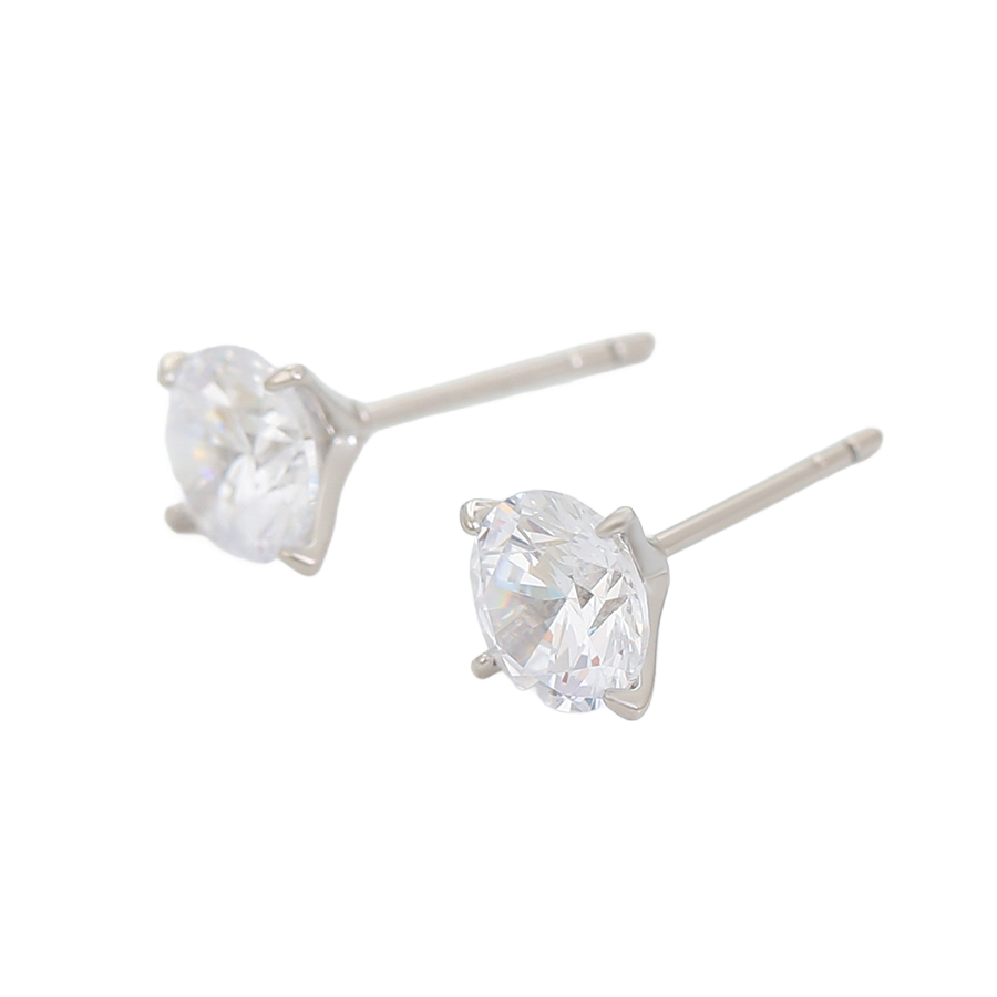 Wasserdichte Ohrstecker mit Zirkonia, silberfarben, 7mm