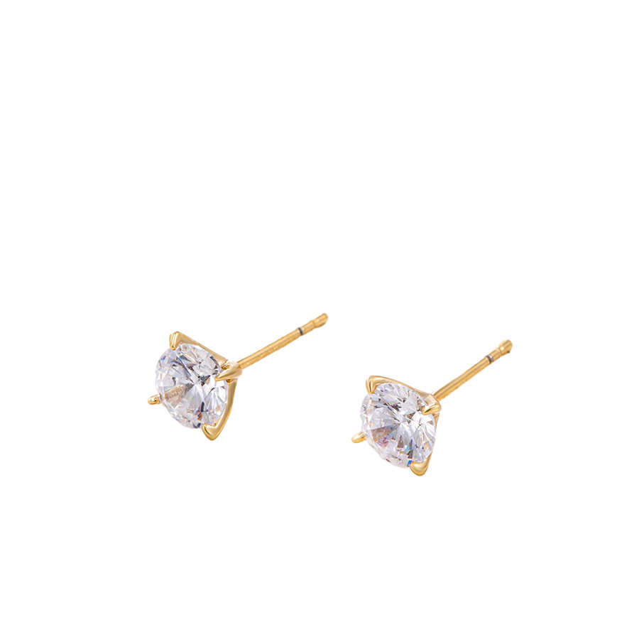 Wasserdichte Ohrstecker mit Zirkonia, goldfarben, 6mm x 6mm