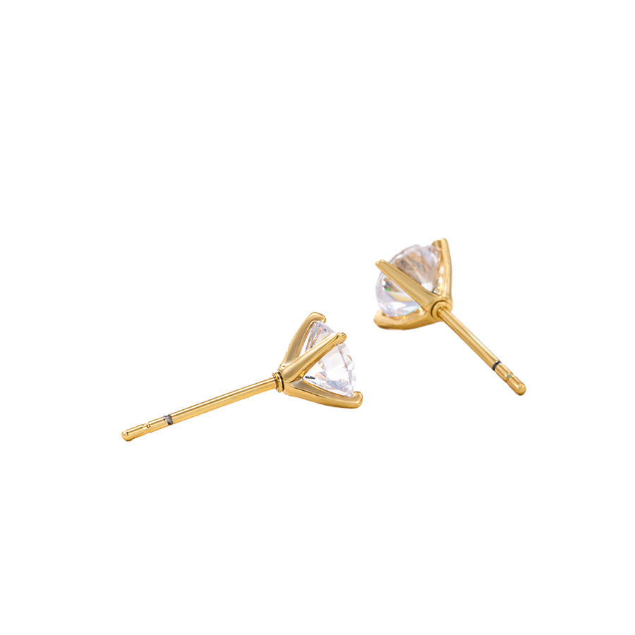 Wasserdichte Ohrstecker mit Zirkonia, goldfarben, 6mm x 6mm