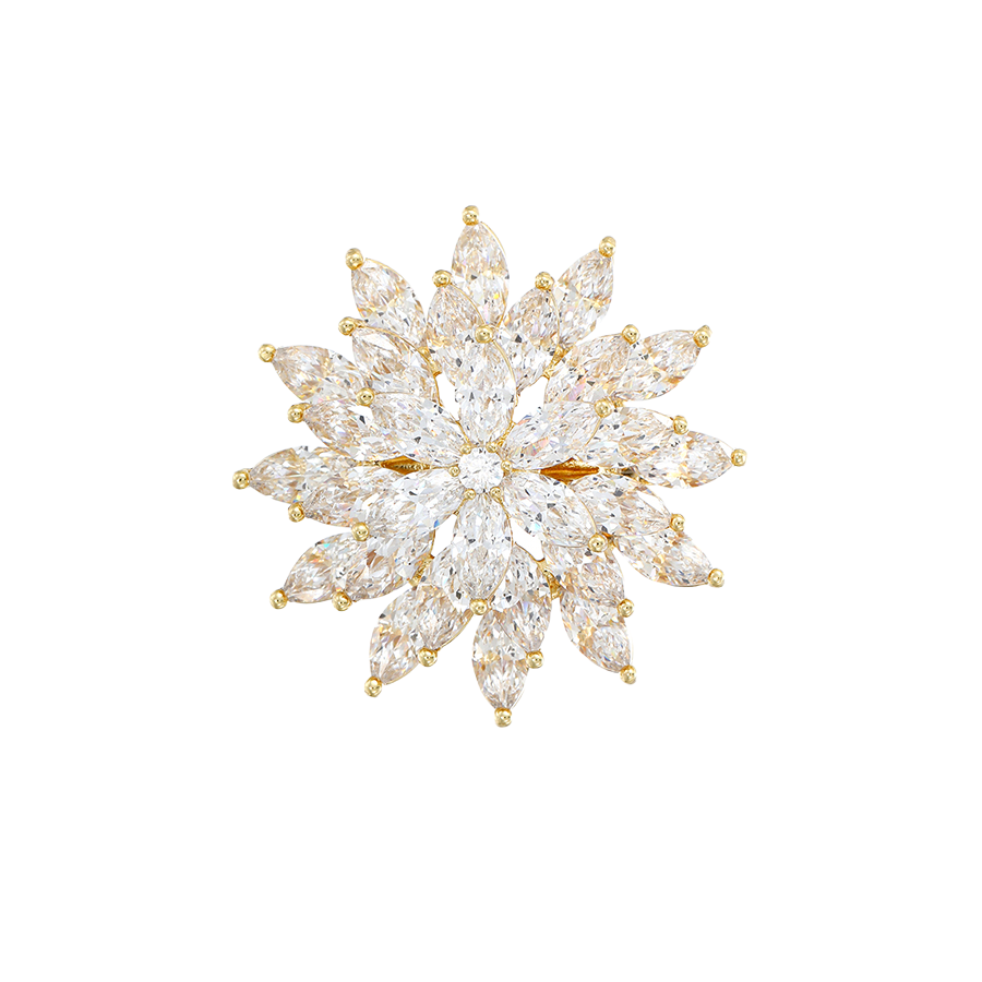 Wasserdichte Blume-Brosche mit Kristallen Goldfarbe