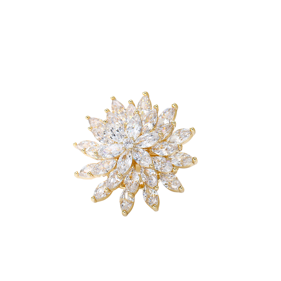 Wasserdichte Blume-Brosche mit Kristallen Goldfarbe