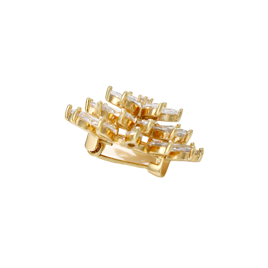 Wasserdichte Blume-Brosche mit Kristallen Goldfarbe