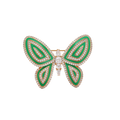 Wasserdichte Schmetterling-Brosche mit grüner Emaille und Kristallen Goldfarbe