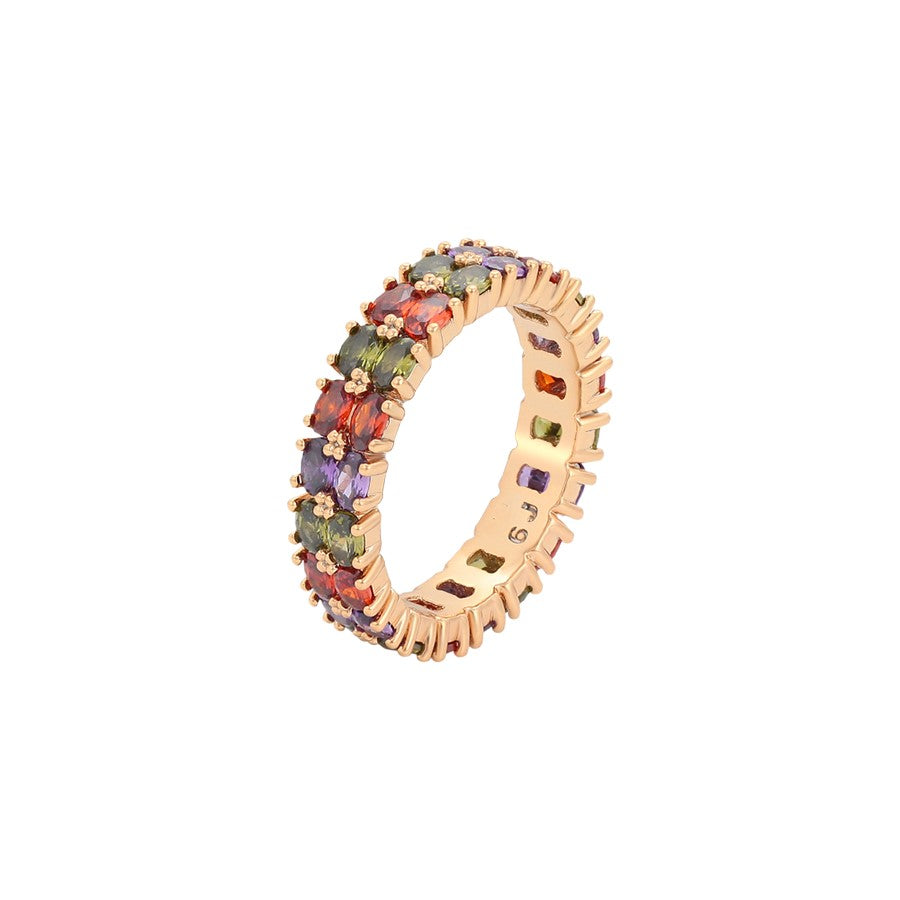 Wasserdichter Ring mit bunten Zirkonia Goldfarbe