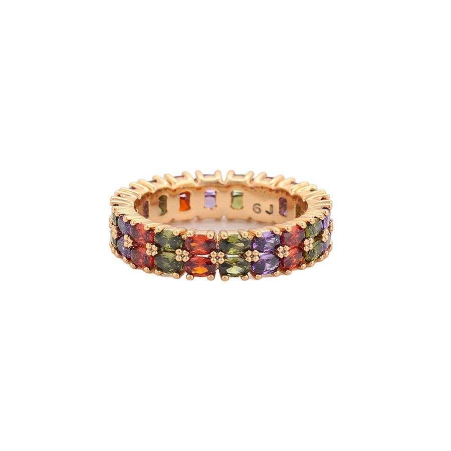 Wasserdichter Ring mit bunten Zirkonia Goldfarbe