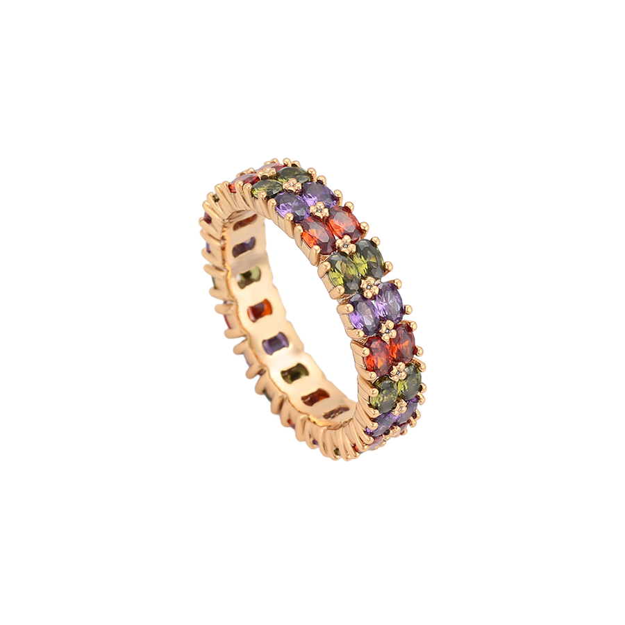 Wasserdichter Ring mit bunten Zirkonia Goldfarbe