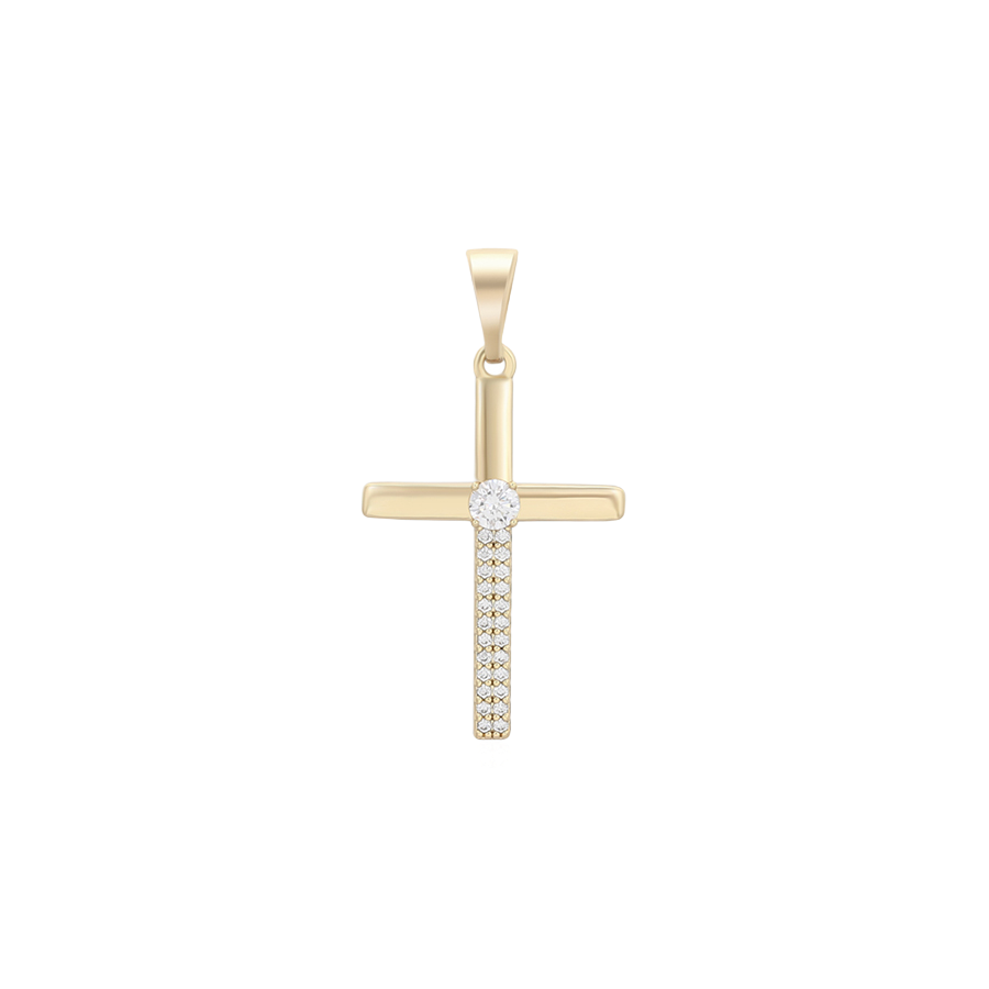 Wasserdichter Kreuz Anhänger mit Zirkonia Goldfarbe