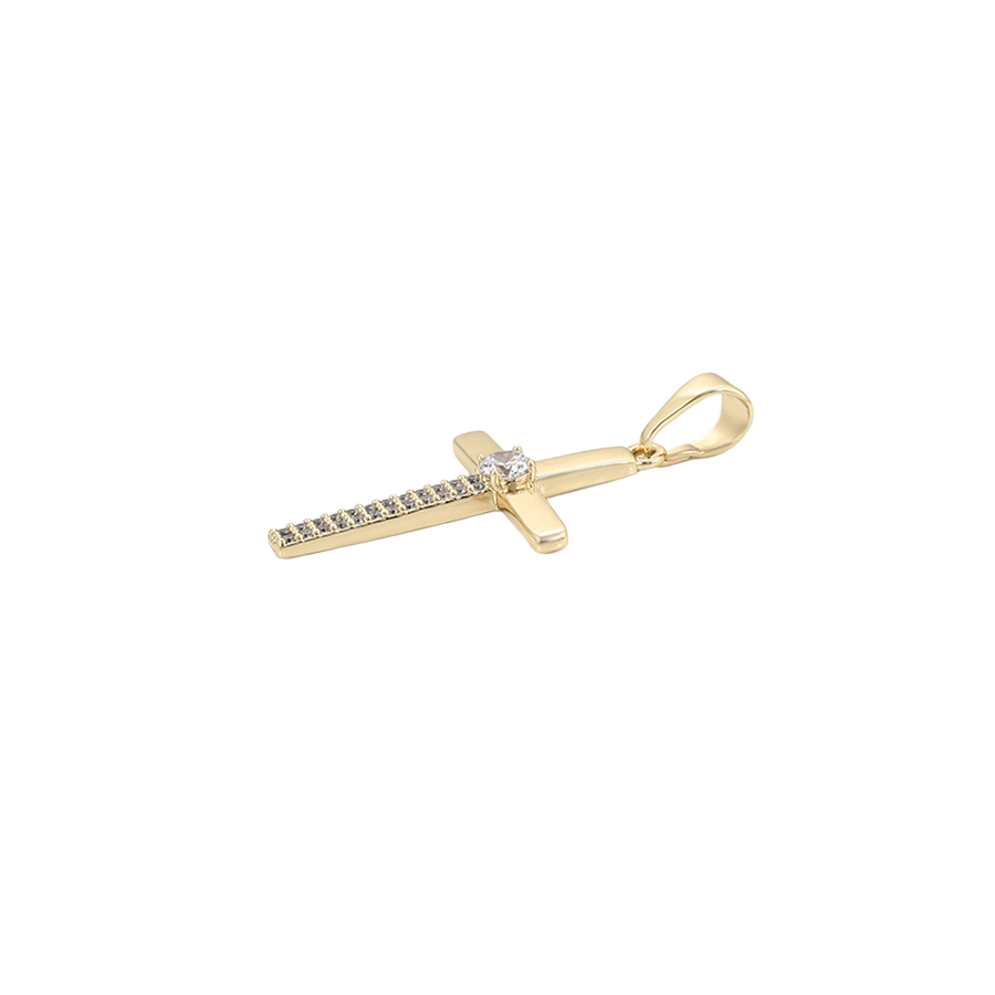 Wasserdichter Kreuz Anhänger mit Zirkonia Goldfarbe