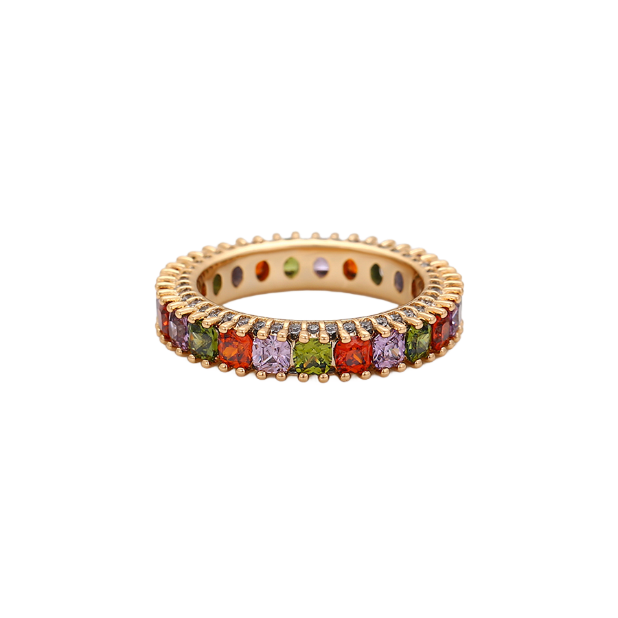Waterproof Rose Gold-Colored Ring with Colorful Zirconia