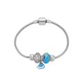 Wasserdichtes Armband mit blauen Charms und Kristallen, silberfarben