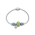Wasserdichtes Armband mit grünen und blauen Charms und Kristallen, silberfarben