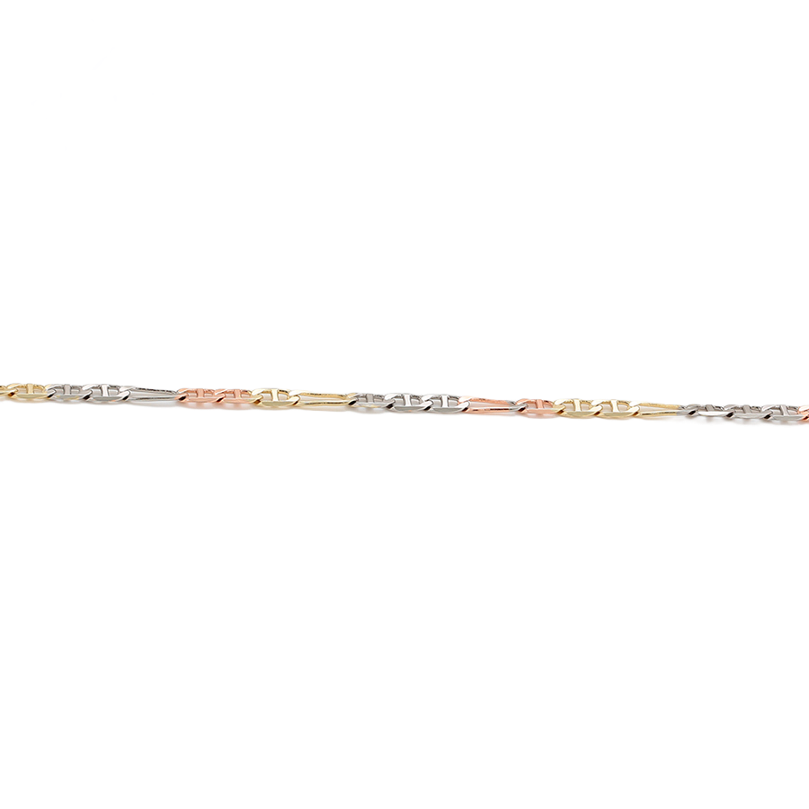 Wasserdichte Figaro-Kette dreifarbig Gold-Roségold-Silber