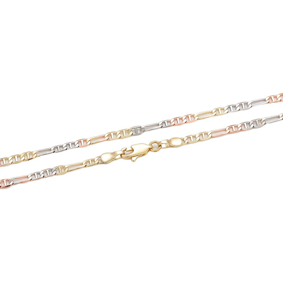 Wasserdichte Figaro-Kette dreifarbig Gold-Roségold-Silber