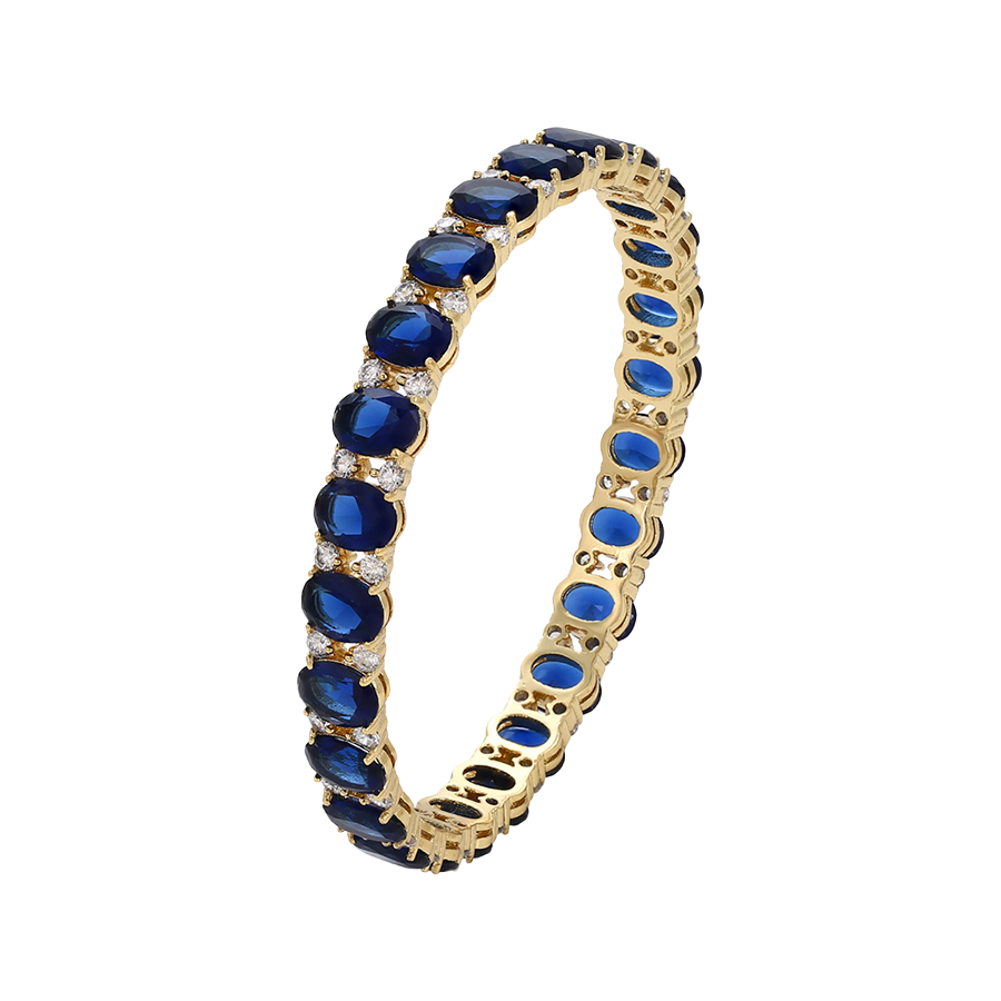 Wasserdichter Armreif mit blauen Kristallen Goldfarbe