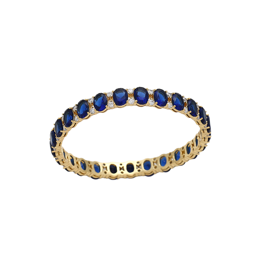 Wasserdichter Armreif mit blauen Kristallen Goldfarbe