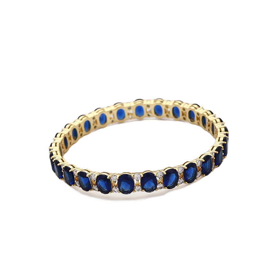 Wasserdichter Armreif mit blauen Kristallen Goldfarbe