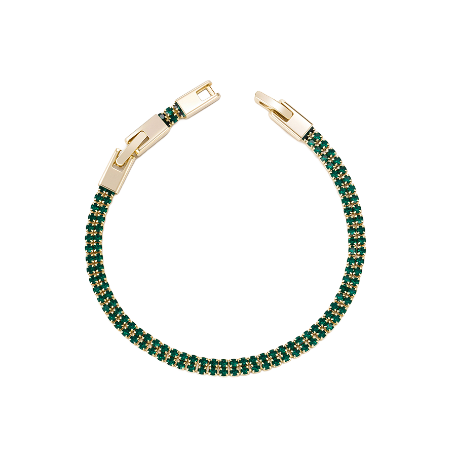 Wasserdichtes Armband mit grünen Kristallen Goldfarbe