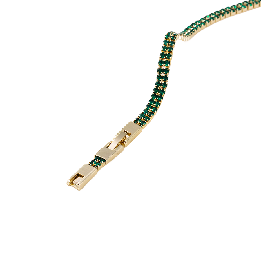 Wasserdichtes Armband mit grünen Kristallen Goldfarbe