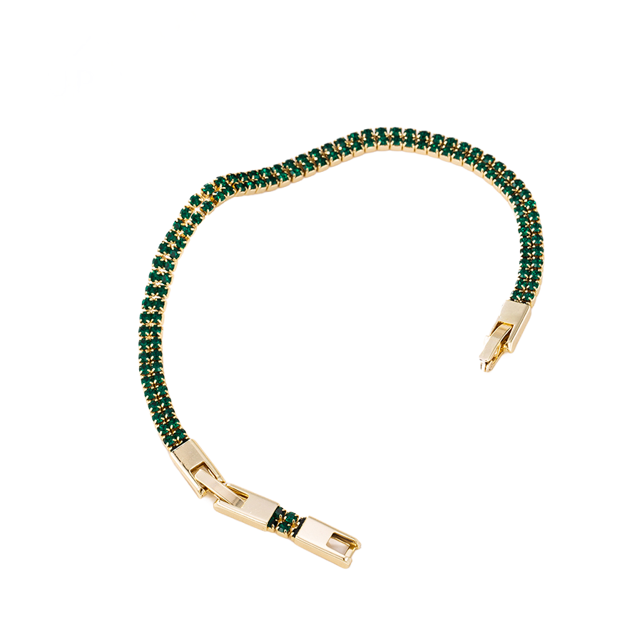 Wasserdichtes Armband mit grünen Kristallen Goldfarbe