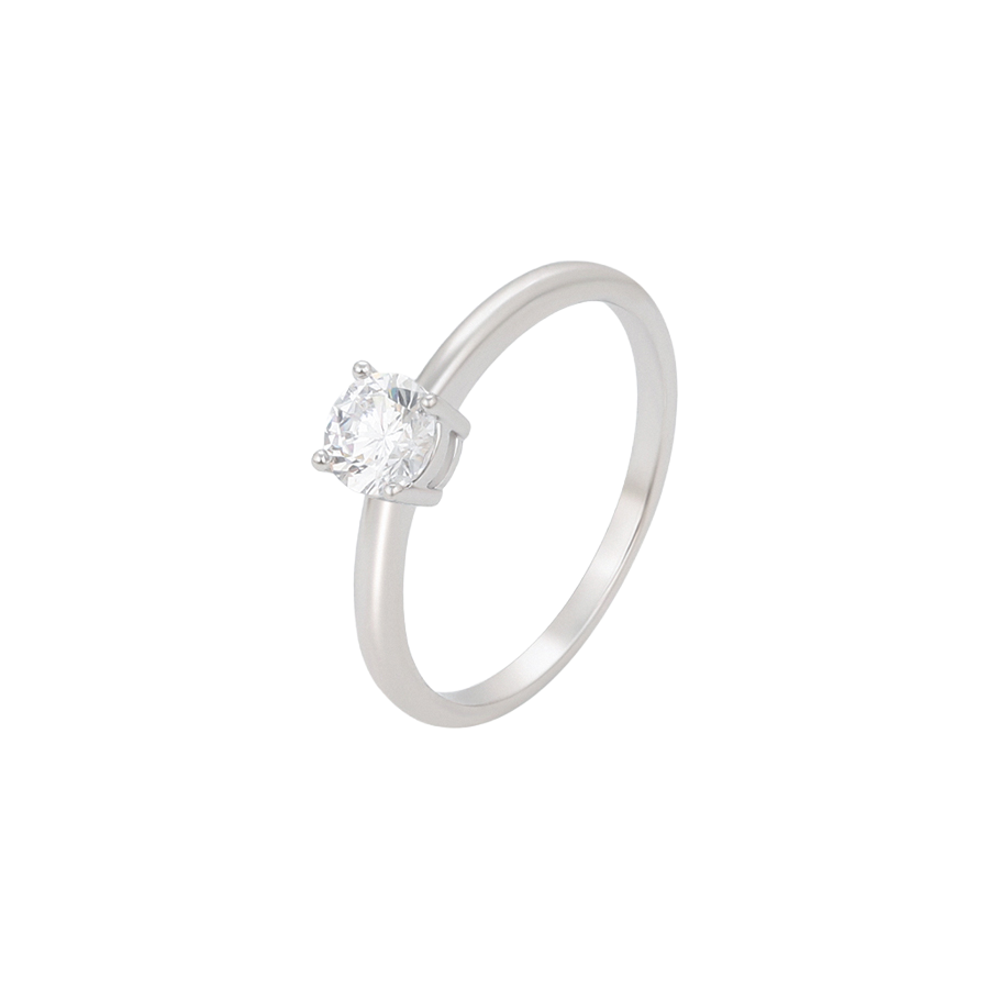 Wasserdichter Verlobungsring mit Zirkonia, silberfarben, Krappenfassung