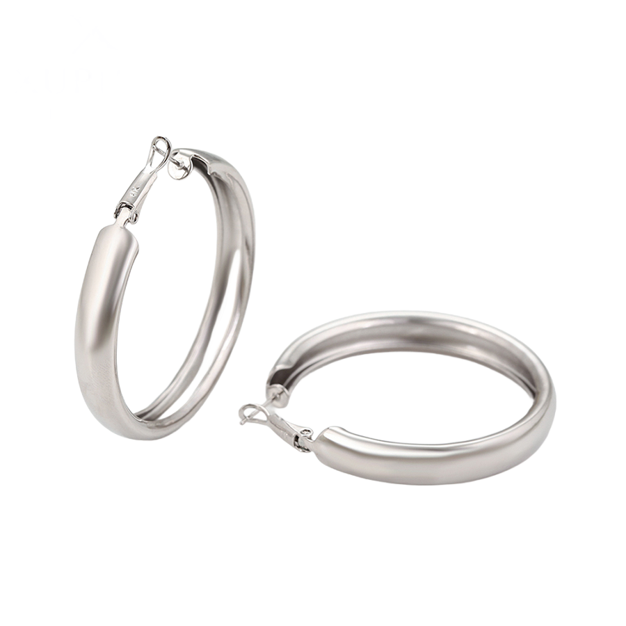 Wasserdichte Creolen, silberfarben, 36mm x 7mm