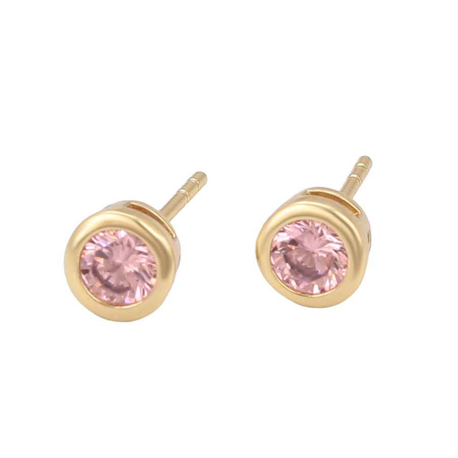 Wasserdichte Ohrstecker mit rosafarbenem Kristall, goldfarben, 5mm
