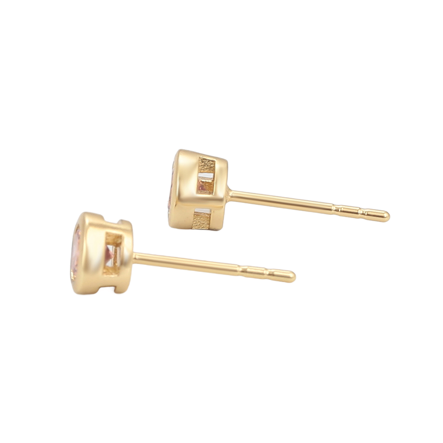Wasserdichte Ohrstecker mit rosafarbenem Kristall, goldfarben, 5mm