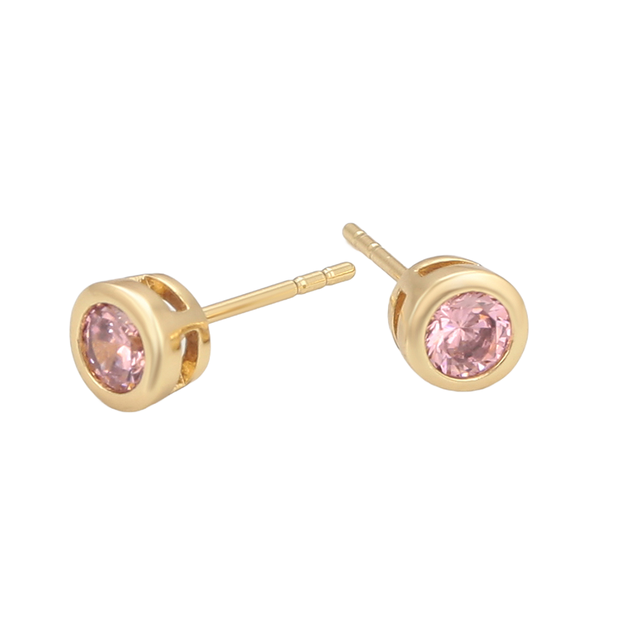 Wasserdichte Ohrstecker mit rosafarbenem Kristall, goldfarben, 5mm