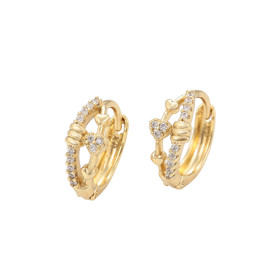 Waterproof Hoop Earrings Gold Colored 13mm x 5mm with Zirconia