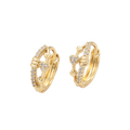 Waterproof Hoop Earrings Gold Colored 13mm x 5mm with Zirconia