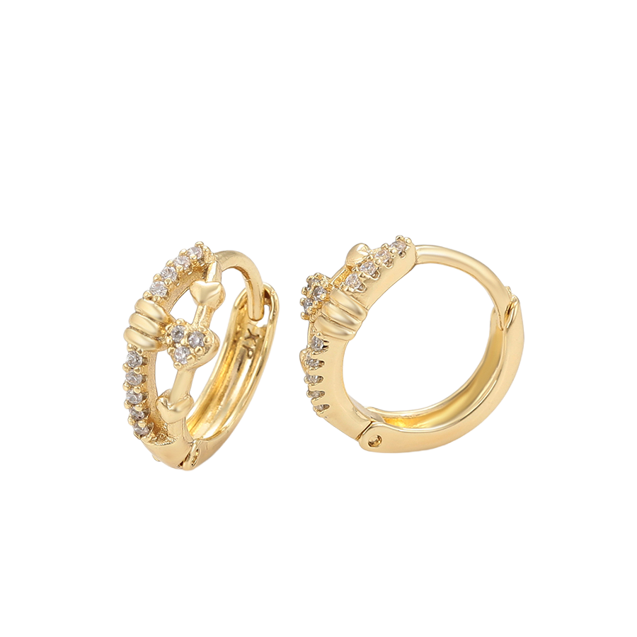 Waterproof Hoop Earrings Gold Colored 13mm x 5mm with Zirconia