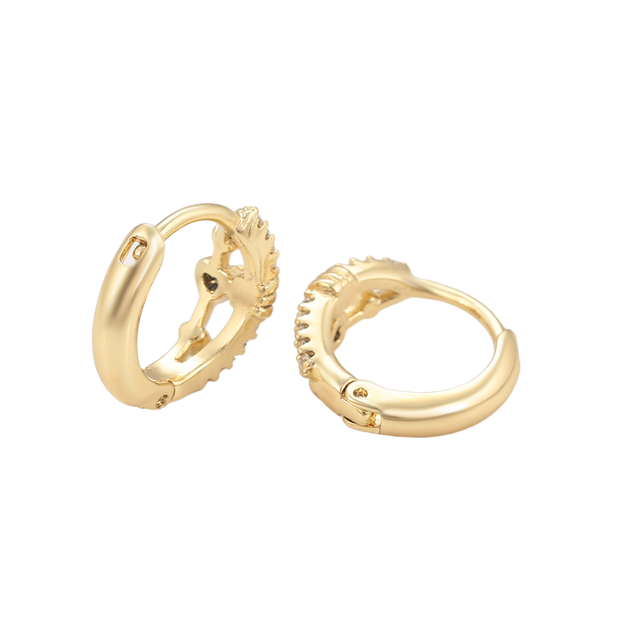 Waterproof Hoop Earrings Gold Colored 13mm x 5mm with Zirconia
