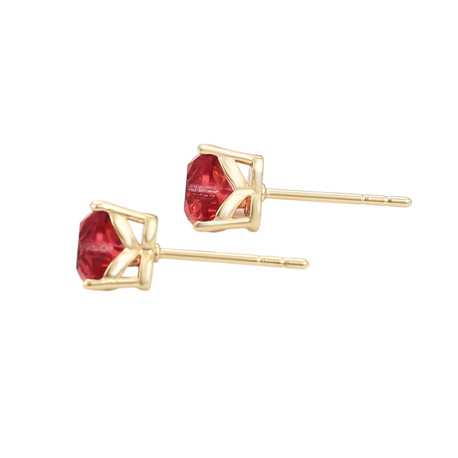 Wasserdichte Ohrstecker mit rotem Kristall, goldfarben, 6mm