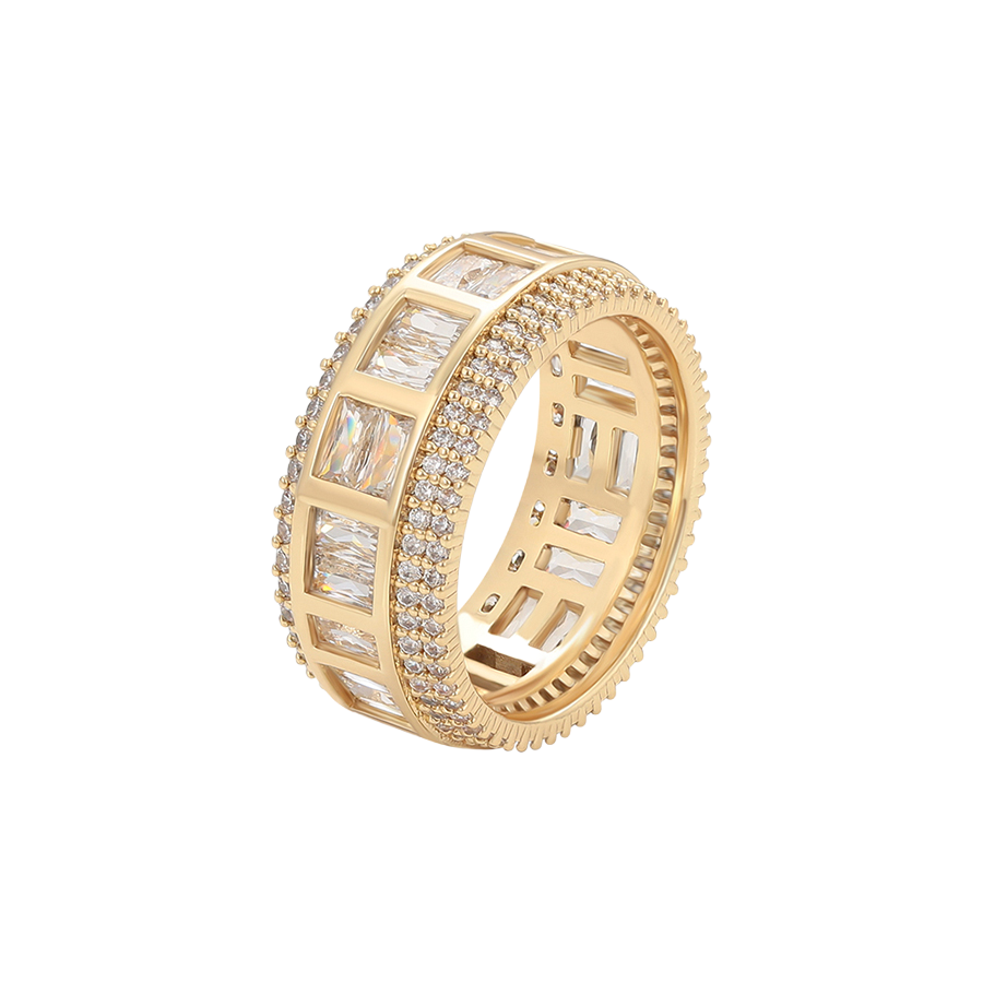 Wasserdichter Luxusring mit Zirkonia Goldfarbe
