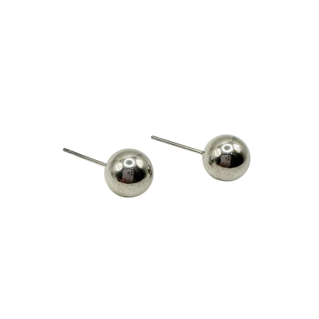 Wasserdichte Kugel Ball Ohrstecker Silber