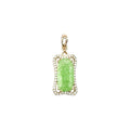 Wasserdichter Jade Grün Rechteck Halo Zirkonia Anhänger Gold 20x12mm