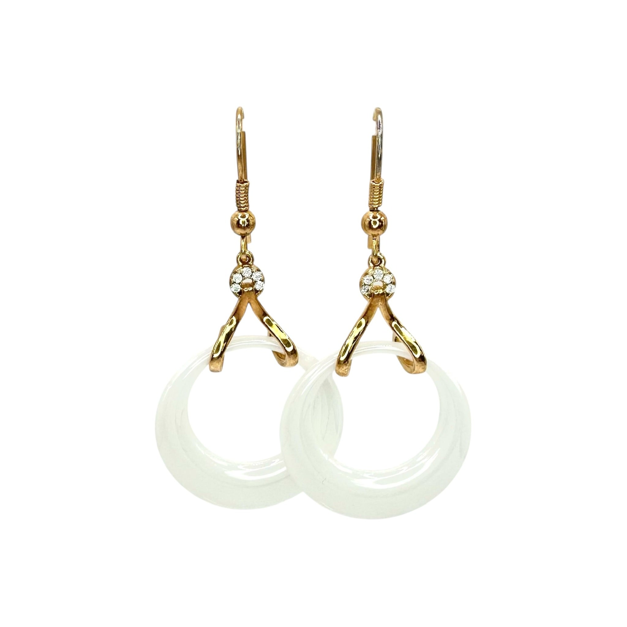 Wasserdichte Zirkonia Ceramic Ring Drop Ohrringe Gold