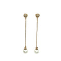 Wasserdichte Zirkonia Kugel Kugelkette Pearl Drop Ohrringe Gold 6cm 8mm
