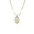 Wasserdichte Herringbone Kette Hamsa Hand Anhänger Gold 45cm