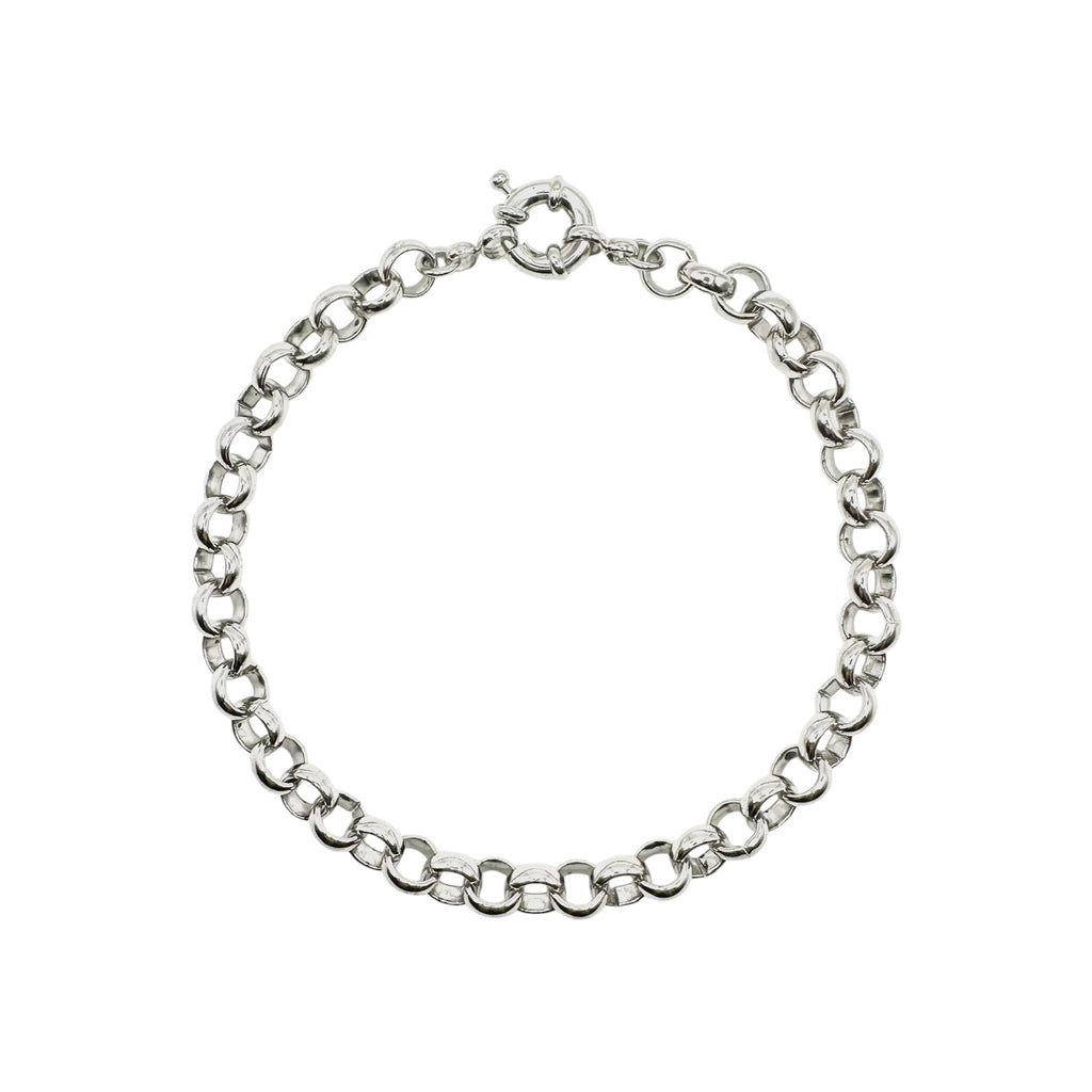 Wasserdichtes Erbskette Rolo Armband 7mm Silber 22,5cm