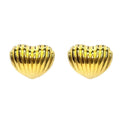 Wasserdichte Puffy Gerilltes Herz Ohrstecker Gold