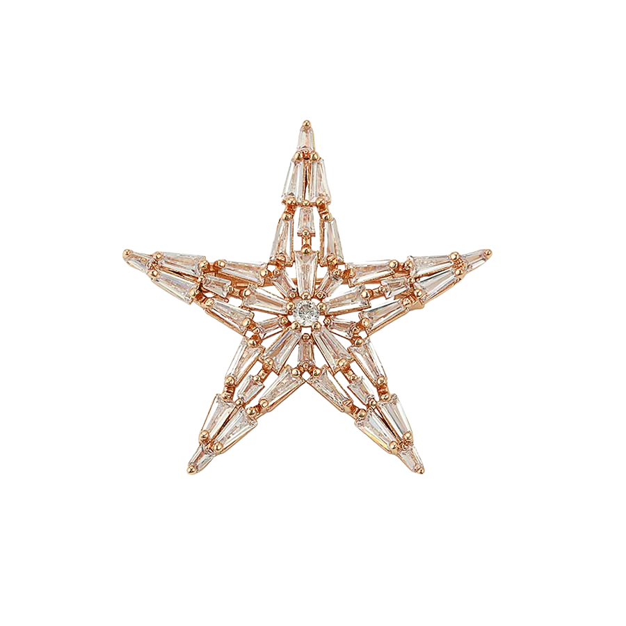 Wasserdichte Stern-Brosche mit Zirkonia, goldfarben