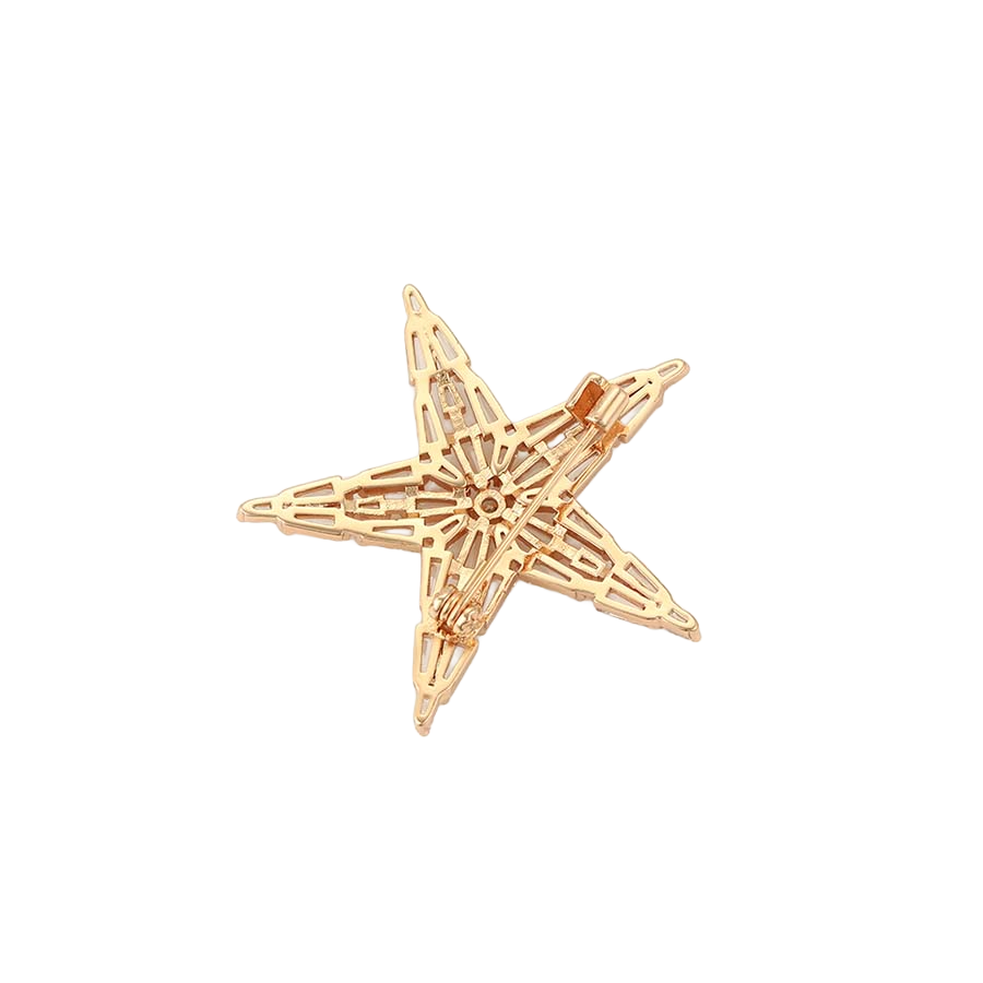 Wasserdichte Stern-Brosche mit Zirkonia, goldfarben