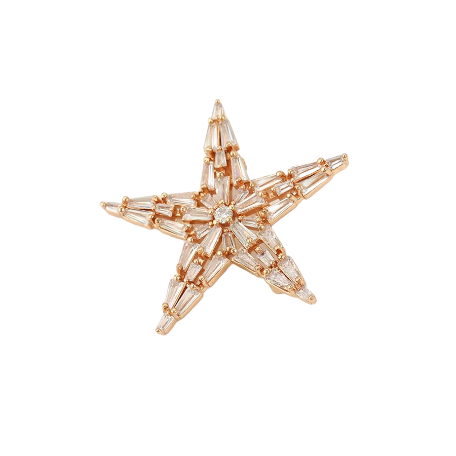 Wasserdichte Stern-Brosche mit Zirkonia, goldfarben