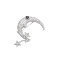 Wasserdichte Mond-mit-Sternen-Brosche mit Zirkonia, silberfarben