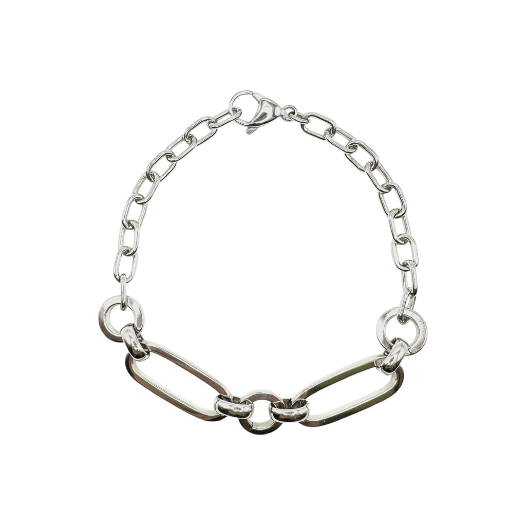 Wasserdichtes Chunky Oval-Glieder Statement Armband Silber 20cm