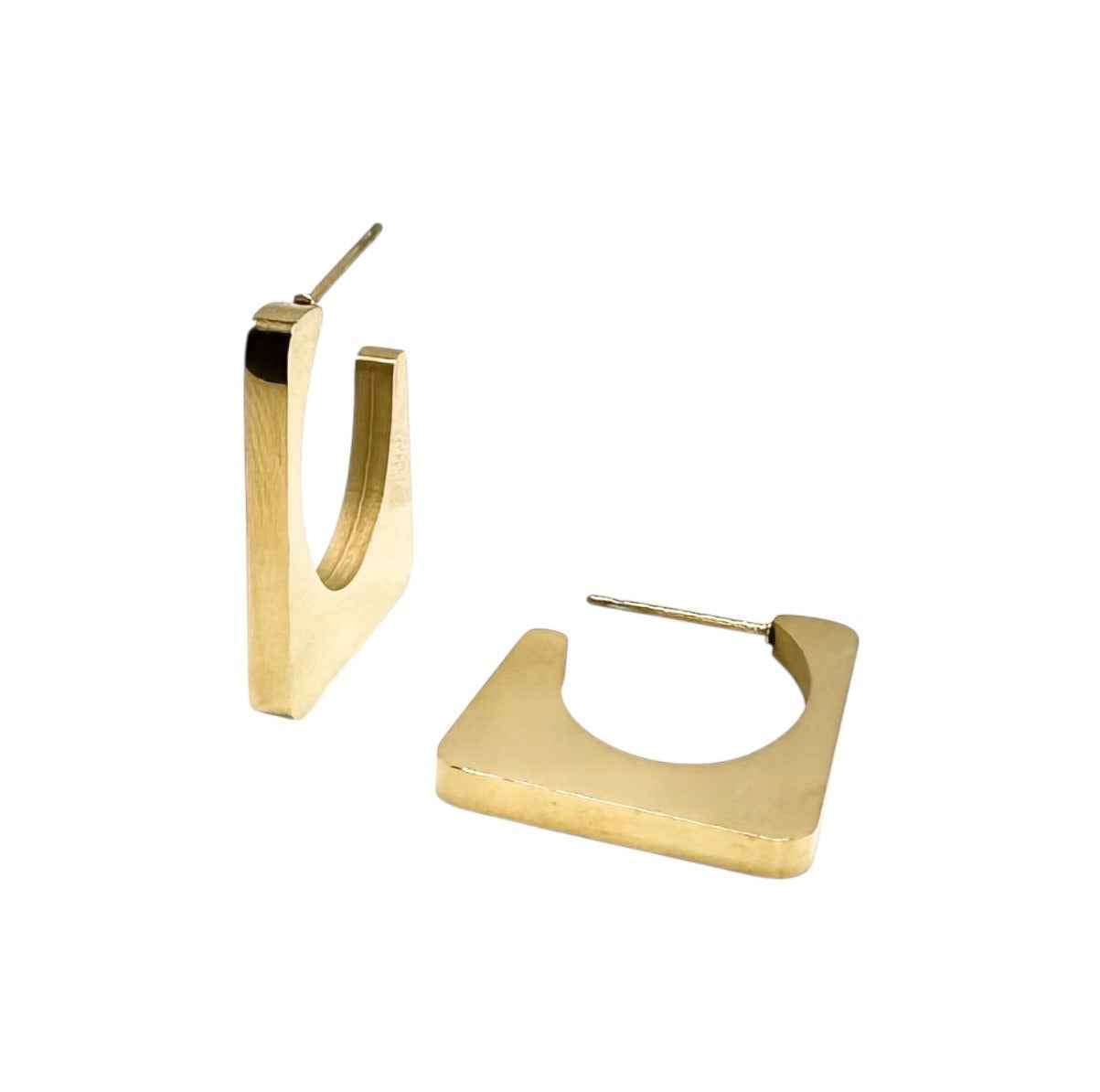Wasserdichte Quadratische Flat Hoop Ohrringe Gold