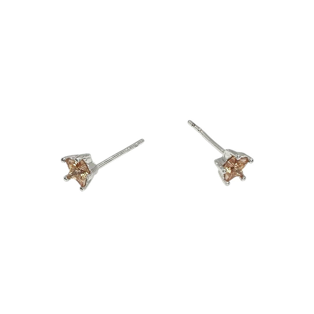 Wasserdichte Champagne Zirkonia Stern Ohrstecker Silber