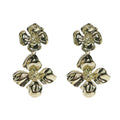 Wasserdichte Zirkonia Double Flower Drop Ohrringe Gold