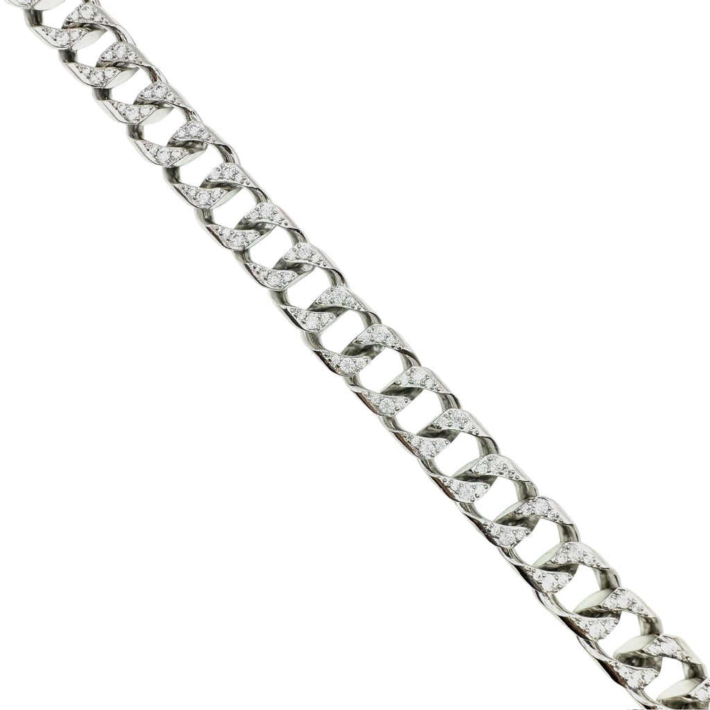 Wasserdichtes Iced Out Cuban Link Zirkonia Pavé Armband 12mm Silber 22cm